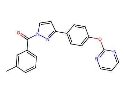 (3-methylphenyl){3-[4-(2-pyrimidinyloxy)phenyl]-1H-pyrazol-1-yl}methanone structure