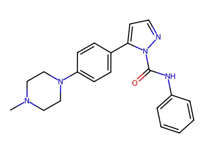 5-[4-(4-methylpiperazino)phenyl]-N-phenyl-1H-pyrazole-1-carboxamide structure