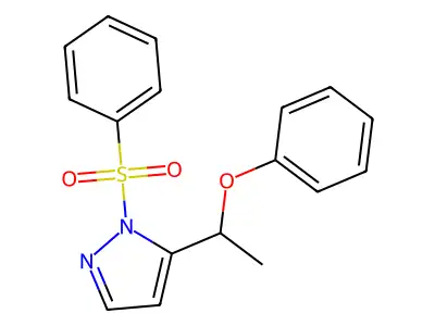 5-(1-phenoxyethyl)-1-(phenylsulfonyl)-1H-pyrazole structure
