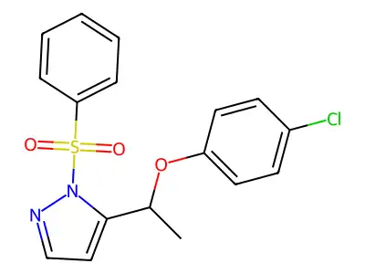 4-chlorophenyl 1-[1-(phenylsulfonyl)-1H-pyrazol-5-yl]ethyl ether structure