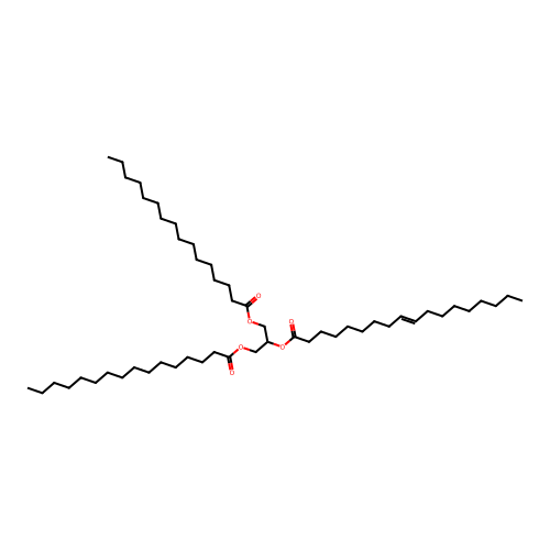 1,3-di(hexadecanoyloxy)propan-2-yl (E)-octadec-9-enoate structure