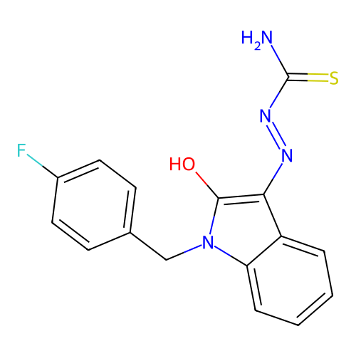 [[1-[(4-Fluorophenyl)methyl]-2-oxo-3-indolylidene]amino]thiourea structure