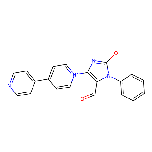 5-Formyl-1-phenyl-4-[4-(4-pyridyl)-1-pyridiniumyl]-1H-imidazol-2-olate structure