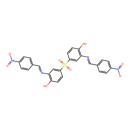 4,4'-Sulfonylbis{2-[(4-nitrobenzylidene)amino]phenol} structure