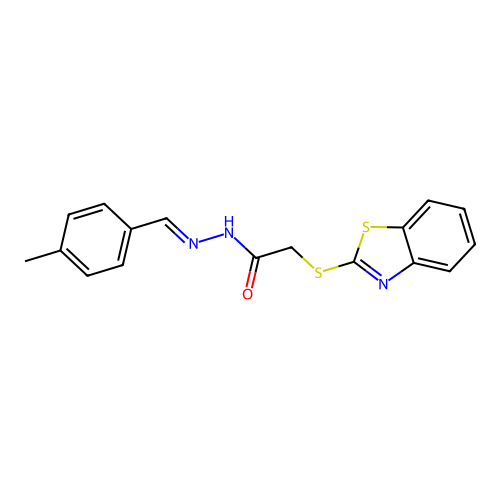 2-(1,3-benzothiazol-2-ylsulfanyl)-N'-[(E)-(4-methylphenyl)methylidene]acetohydrazide structure
