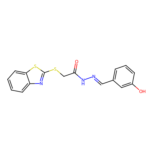 2-(1,3-benzothiazol-2-ylsulfanyl)-N'-[(E)-(3-hydroxyphenyl)methylidene]acetohydrazide structure