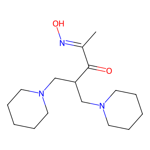 5-(1-Piperidinyl)-4-(1-piperidinylmethyl)-2,3-pentanedione 2-oxime structure