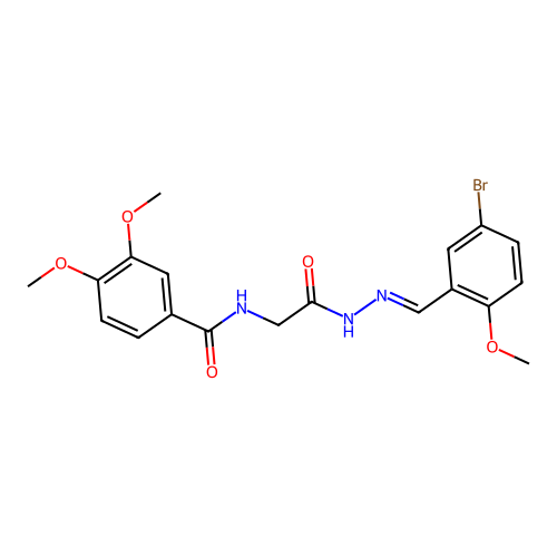 N-[[(5-bromo-2-methoxy-phenyl)methylideneamino]carbamoylmethyl]-3,4-dimethoxy-benzamide structure