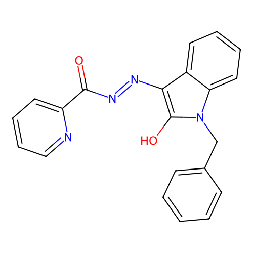 N'-[(3Z)-1-benzyl-2-oxo-1,2-dihydro-3H-indol-3-ylidene]pyridine-2-carbohydrazide structure