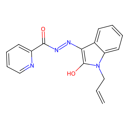 N'-[(3Z)-1-allyl-2-oxo-1,2-dihydro-3H-indol-3-ylidene]-2-pyridinecarbohydrazide structure