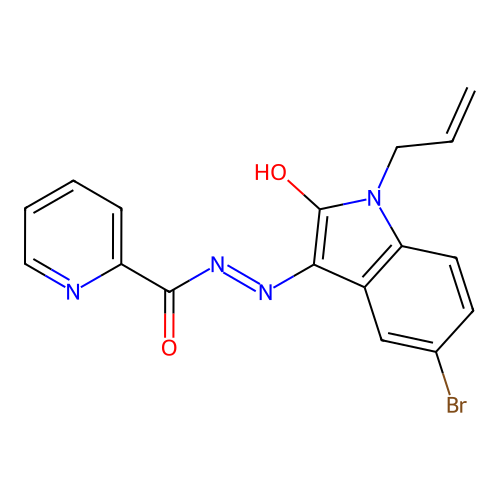 (E)-N'-(1-allyl-5-bromo-2-oxoindolin-3-ylidene)picolinohydrazide structure
