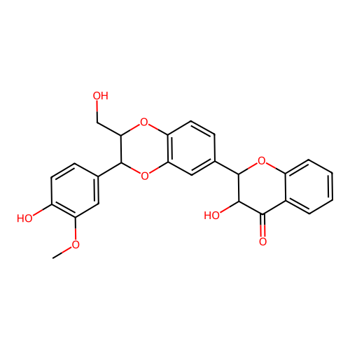 2-[2,3-Dihydro-3-(4-hydroxy-3-methoxyphenyl)-2-(hydroxymethyl)-1,4-benzodioxin-6-yl]-2,3-dihydro-3-hydroxy-4H-1-benzopyran-4-one structure