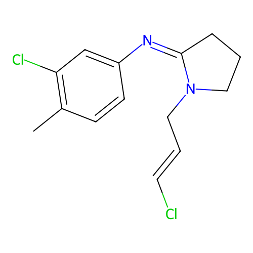 Pyrrolidine, 2-((3-chloro-4-methylphenyl)imino)-1-(3-chloro-2-propenyl)- structure