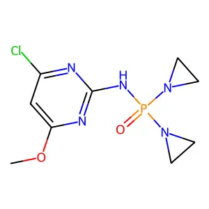 Phosphinic amide, P,P-bis(1-aziridinyl)-N-(4-chloro-6-methoxy-2-pyrimidinyl)- structure