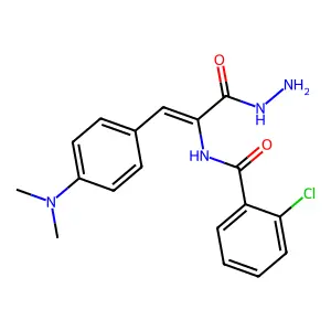 2-chloro-N-{(1Z)-1-[4-(dimethylamino)phenyl]-3-hydrazinyl-3-oxoprop-1-en-2-yl}benzamide structure