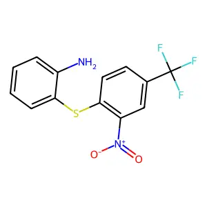 2-[2-Nitro-4-(trifluoromethyl)phenyl]sulfanylaniline structure