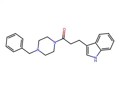 1-(4-benzylpiperazin-1-yl)-3-(1H-indol-3-yl)propan-1-one structure