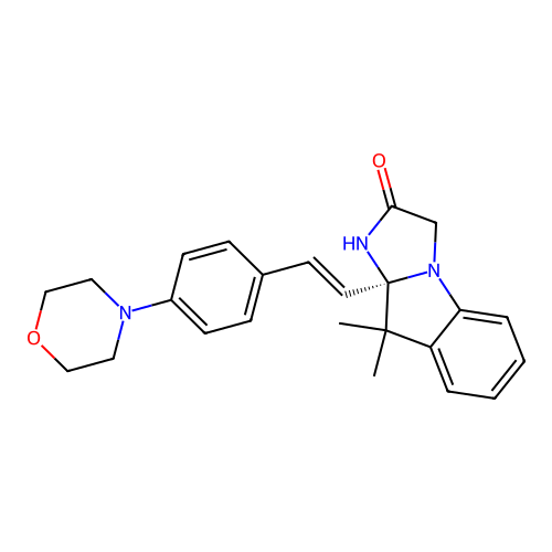 (3aS)-4,4-dimethyl-3a-[(E)-2-(4-morpholin-4-ylphenyl)ethenyl]-1,3-dihydroimidazo[1,2-a]indol-2-one structure