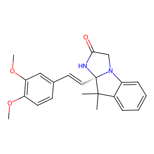 (3aS)-3a-[(E)-2-(3,4-dimethoxyphenyl)ethenyl]-4,4-dimethyl-1,3-dihydroimidazo[1,2-a]indol-2-one structure
