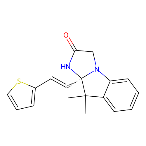 (3aS)-4,4-dimethyl-3a-[(E)-2-thiophen-2-ylethenyl]-1,3-dihydroimidazo[1,2-a]indol-2-one structure