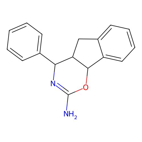 2-Amino-4-phenyl-2,4a,5,9b-tetrahydroindeno(2,1-e)-1,3-oxazine structure