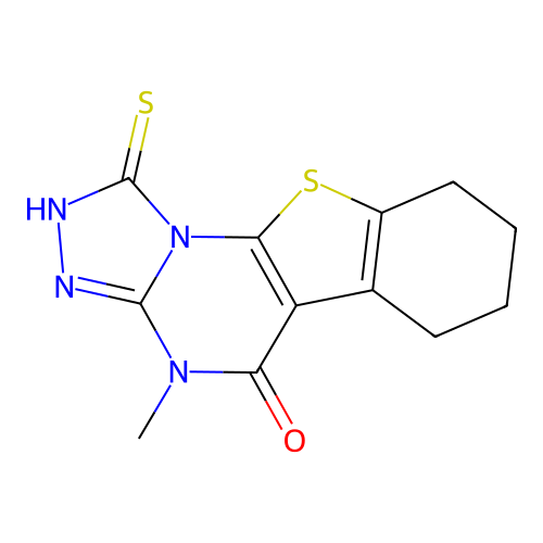 1-mercapto-4-methyl-6,7,8,9-tetrahydrobenzo[4,5]thieno[3,2-e][1,2,4]triazolo[4,3-a]pyrimidin-5(4H)-one structure