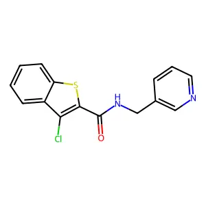 3-chloro-N-(pyridin-3-ylmethyl)-1-benzothiophene-2-carboxamide structure