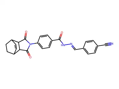 4-(1,3,3a,4,7,7a-Hexahydro-1,3-dioxo-4,7-ethano-2H-isoindol-2-yl)benzoic acid 2-[(4-cyanophenyl)methylene]hydrazide structure