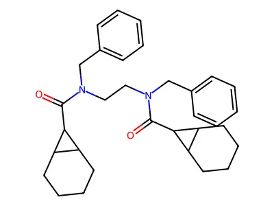 N-benzyl-N-[2-[benzyl(bicyclo[4.1.0]heptane-7-carbonyl)amino]ethyl]bicyclo[4.1.0]heptane-7-carboxamide structure