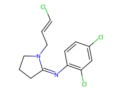 1-(3-chloroprop-2-enyl)-N-(2,4-dichlorophenyl)pyrrolidin-2-imine structure