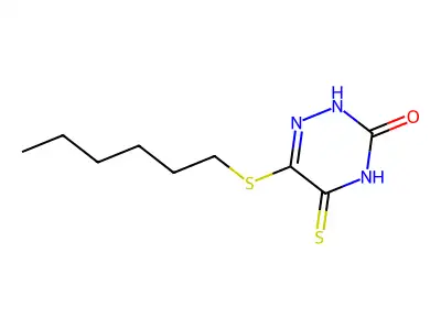 6-hexylsulfanyl-5-sulfanylidene-2H-1,2,4-triazin-3-one structure