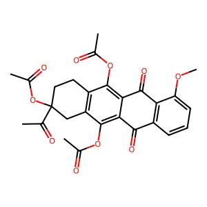 (2-acetyl-2,12-diacetyloxy-7-methoxy-6,11-dioxo-3,4-dihydro-1H-tetracen-5-yl) acetate structure