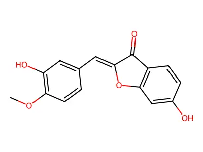 6-Hydroxy-2-[(3-hydroxy-4-methoxyphenyl)methylidene]-1-benzofuran-3-one structure