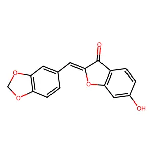 6-hydroxy-2-piperonylidene 3(2H)-benzofuranone structure