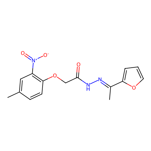 N'-[(1E)-1-(furan-2-yl)ethylidene]-2-(4-methyl-2-nitrophenoxy)acetohydrazide structure