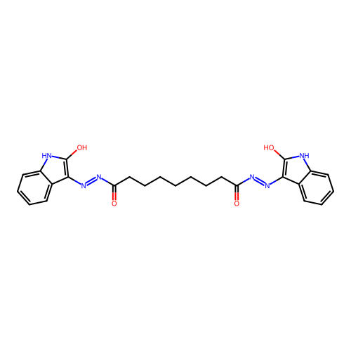 N'~1~,N'~9~-bis[(3Z)-2-oxo-1,2-dihydro-3H-indol-3-ylidene]nonanedihydrazide structure