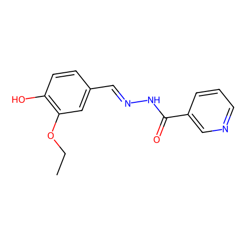 Nicotinic acid (3-ethoxy-4-hydroxy-benzylidene)-hydrazide structure