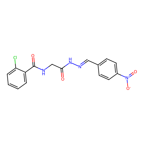 2-Chloro-N-(4-nitro-benzylidene-hydrazinocarbonylmethyl)-benzamide structure