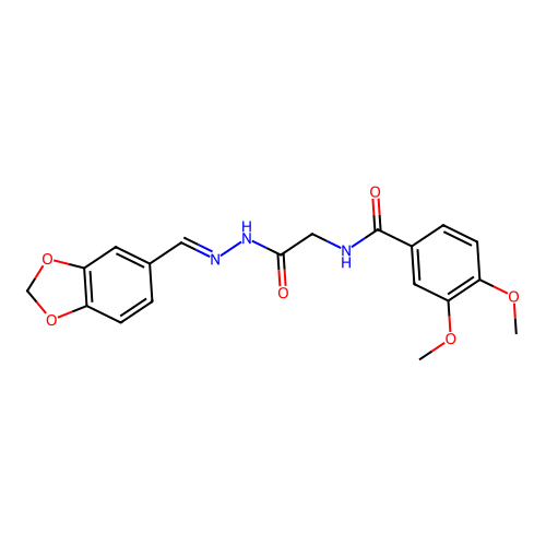 N-[2-[(2E)-2-(1,3-benzodioxol-5-ylmethylidene)hydrazinyl]-2-oxoethyl]-3,4-dimethoxybenzamide structure