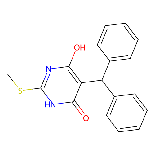 5-(diphenylmethyl)-6-hydroxy-2-(methylthio)-4(1H)-pyrimidinone structure