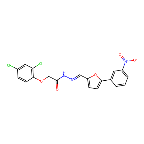 2-(2,4-dichlorophenoxy)-N'-{(E)-[5-(3-nitrophenyl)furan-2-yl]methylidene}acetohydrazide structure