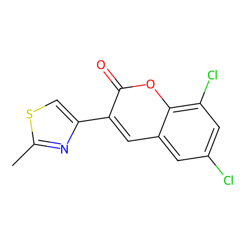 6,8-dichloro-3-(2-methyl-1,3-thiazol-4-yl)-2H-chromen-2-one structure
