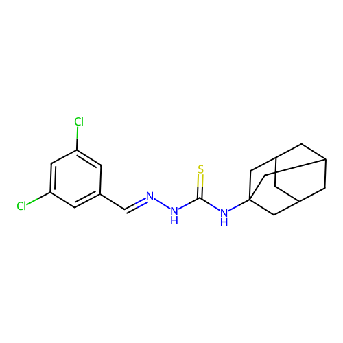 1-(1-adamantyl)-3-[(E)-(3,5-dichlorophenyl)methylideneamino]thiourea structure