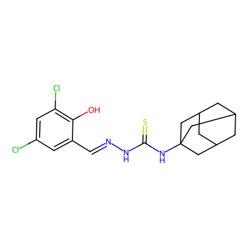1-(1-Adamantyl)-3-[(3,5-dichloro-2-hydroxyphenyl)methylideneamino]thiourea structure