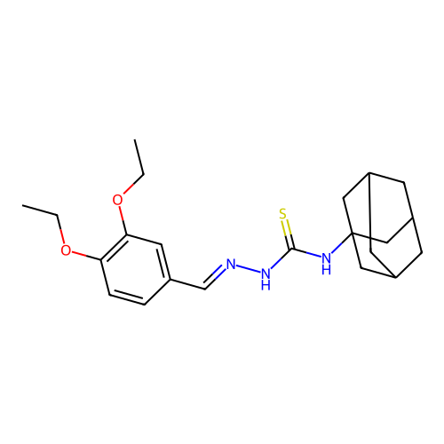 1-(1-adamantyl)-3-[(E)-(3,4-diethoxyphenyl)methylideneamino]thiourea structure