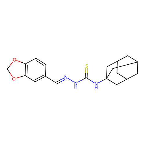 1-(1-adamantyl)-3-[(E)-1,3-benzodioxol-5-ylmethylideneamino]thiourea structure