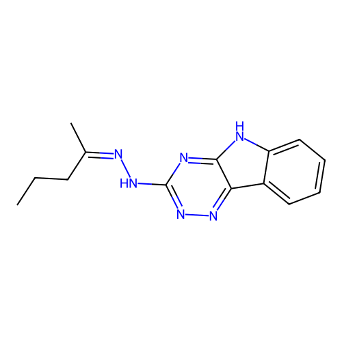 N-(pentan-2-ylideneamino)-5H-[1,2,4]triazino[5,6-b]indol-3-amine structure