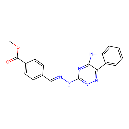 methyl 4-{(E)-[2-(5H-[1,2,4]triazino[5,6-b]indol-3-yl)hydrazinylidene]methyl}benzoate structure