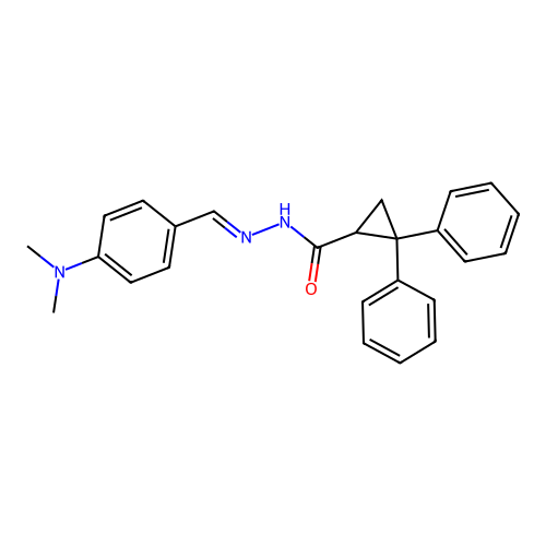 N'-[4-(dimethylamino)benzylidene]-2,2-diphenylcyclopropanecarbohydrazide structure