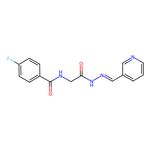 4-fluoro-N-[2-oxo-2-[(2E)-2-(pyridin-3-ylmethylidene)hydrazinyl]ethyl]benzamide structure